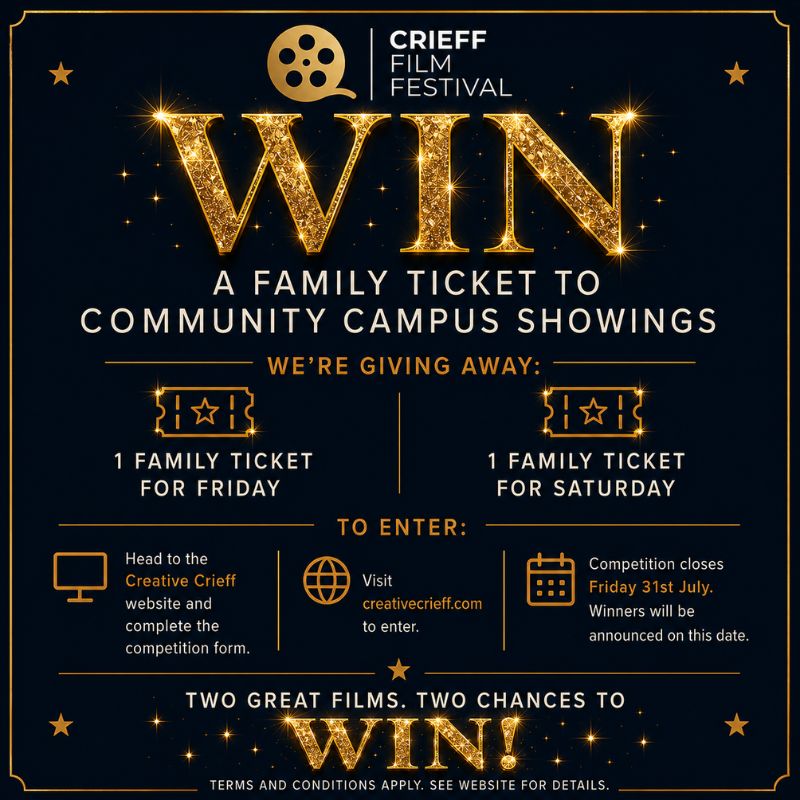 Enter to win family tickets to F1: The Movie and Bend It Like Beckham at Crieff Film Festival on 7 and 8 August 2026. Enter now!